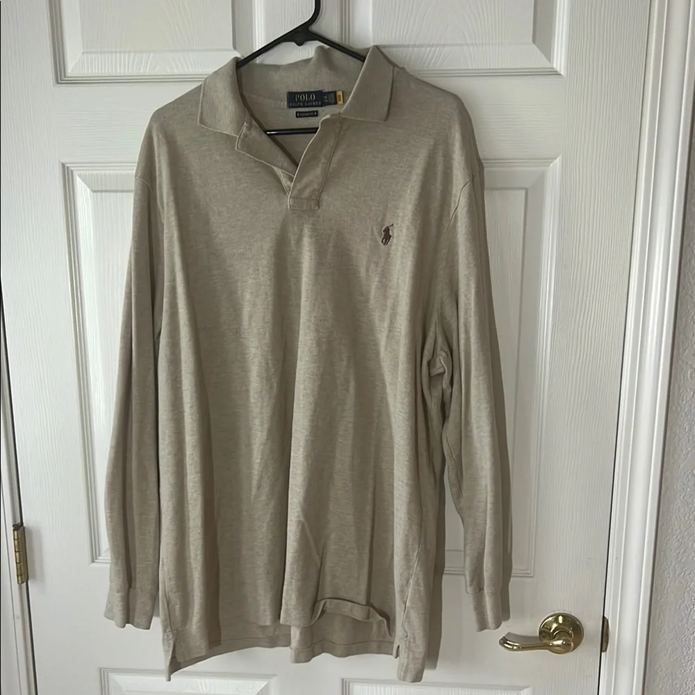 Polo by Ralph‎ Lauren Men's Oatmeal Beige Long Sleeve Shirt Classic Fit, XXL